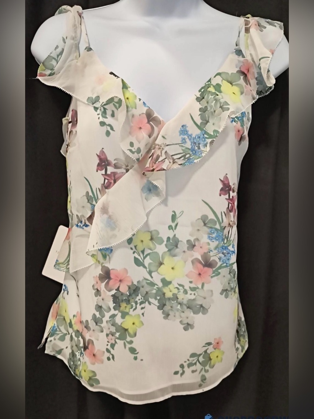 Ted Baker NWT Meeyah Pergola Ruffle Camisole Floral Cold Shoulder Top